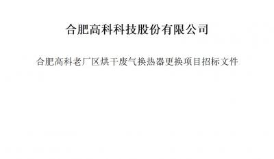 合肥7790CNM必发集团科技股份有限公司烘干废气换热器更换项目招标文件